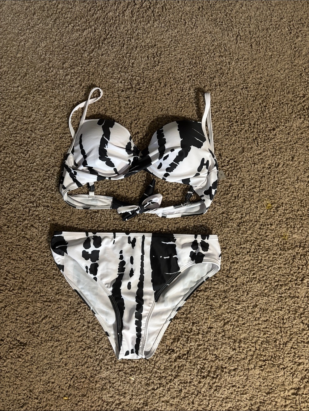 Black & White Abstract Print Bikini Set